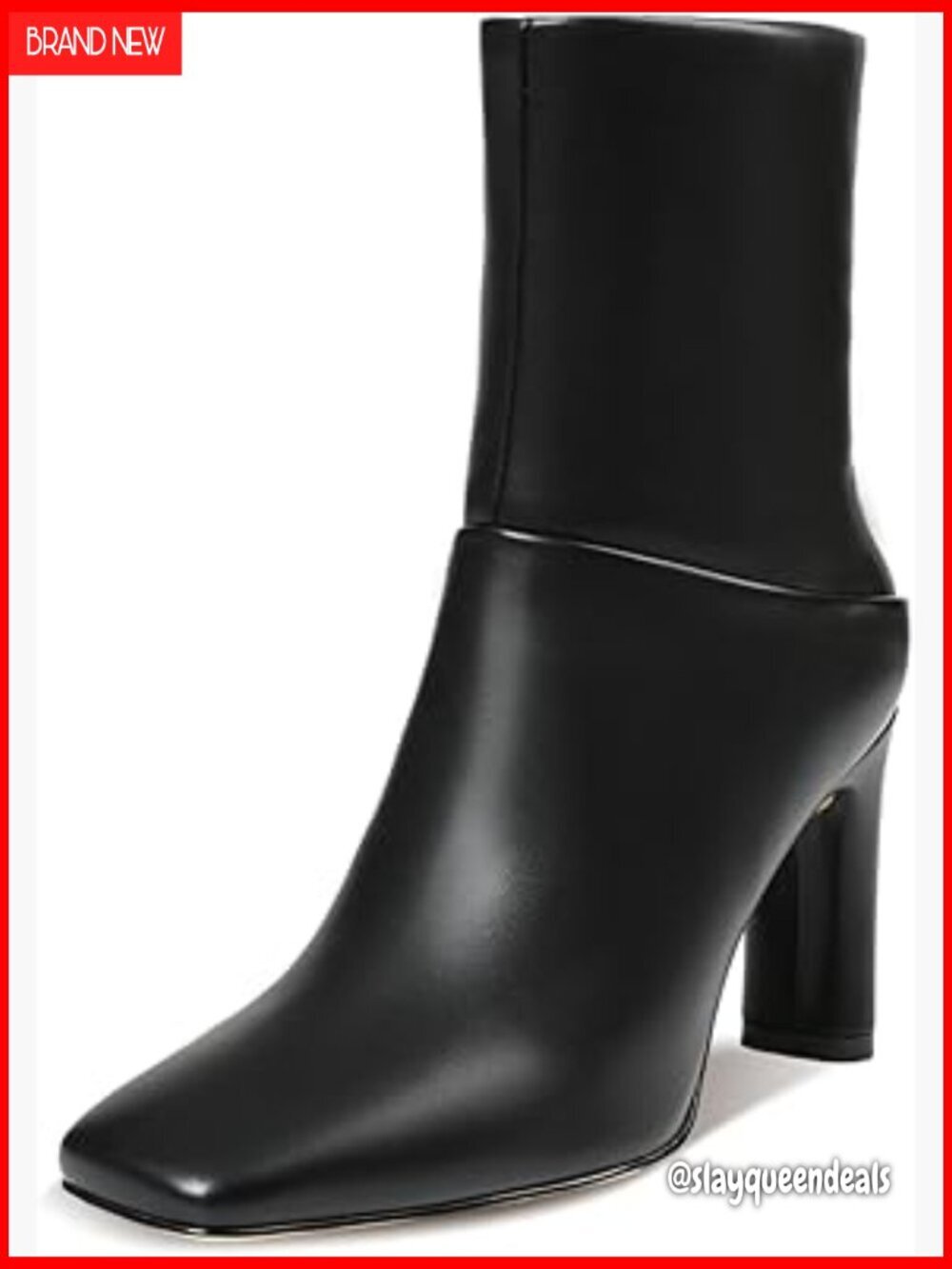 Square Toe Ankle Boots with Block Heel Side Zipper Mid Calf Booties